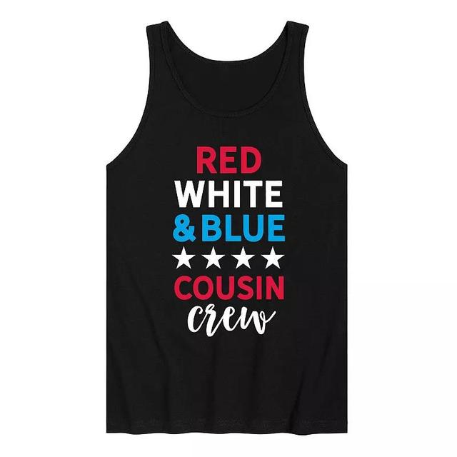 Mens White And Blue Cousin Crew Tank Top Product Image