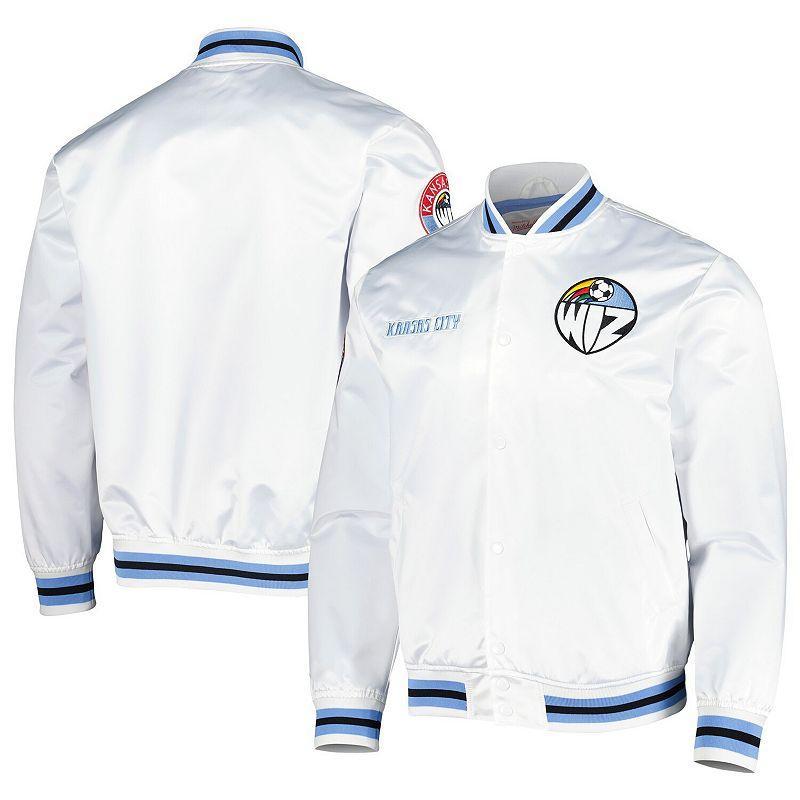 Mens Mitchell & Ness White Sporting Kansas City City Full-Snap Satin Jacket Product Image