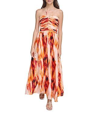 DKNY Tie Dye Halter Neck Satin Maxi Dress Product Image