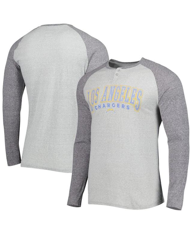 Mens Concepts Sport Heather Gray Los Angeles Chargers Ledger Raglan Long Sleeve Henley T-Shirt Product Image