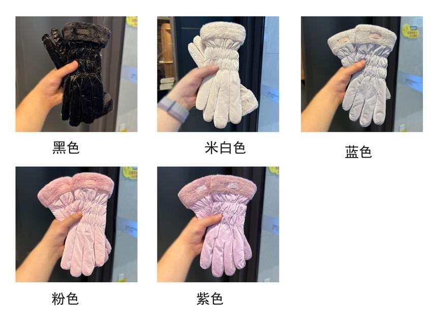 Bear Applique Faux Fur Touchscreen Gloves Product Image