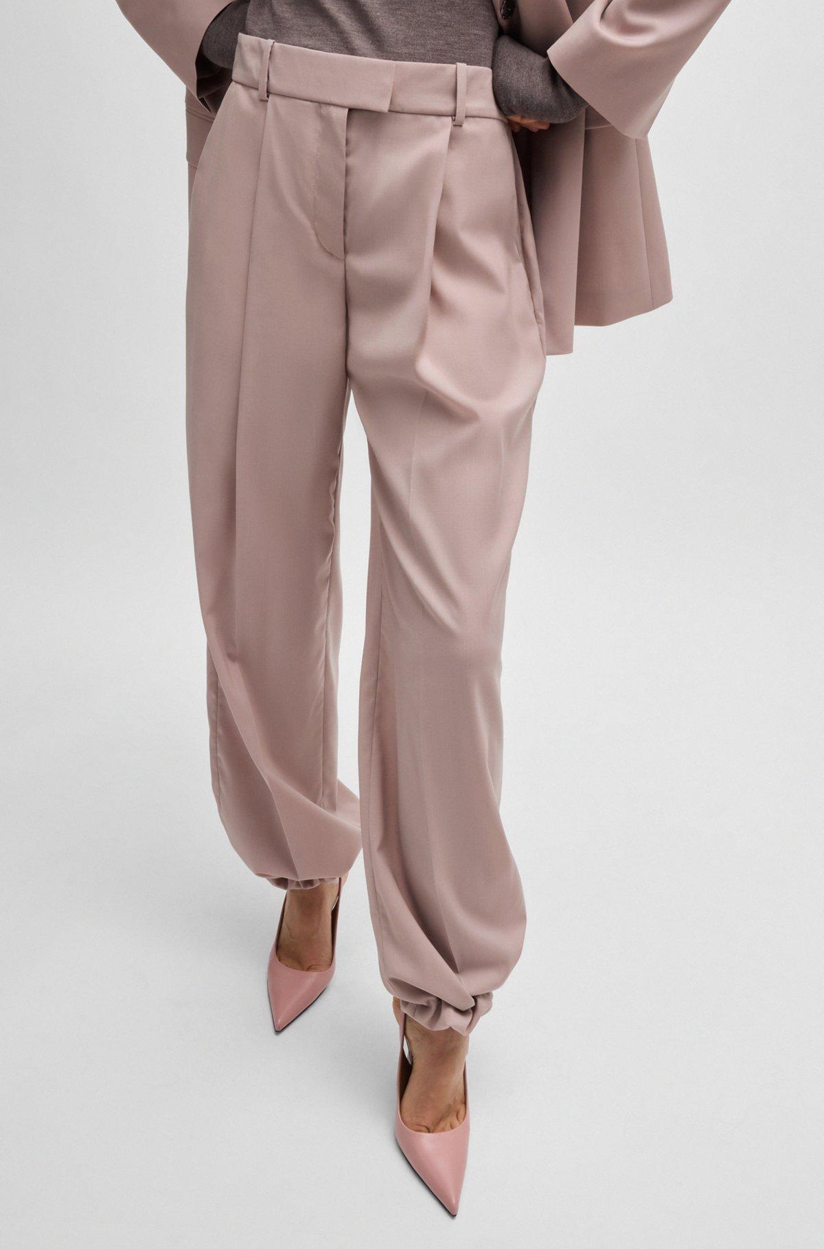 NAOMI x BOSS regular-fit trousers in natural-stretch wool Product Image