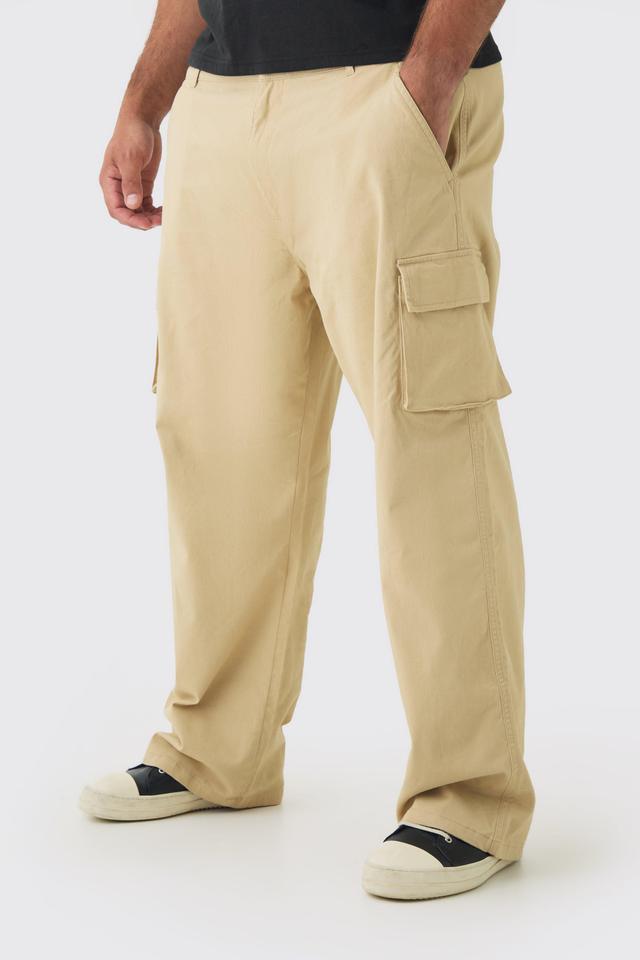 Plus Relaxed Fit Fixed Waist Cargo Pants | boohooMAN USA Product Image