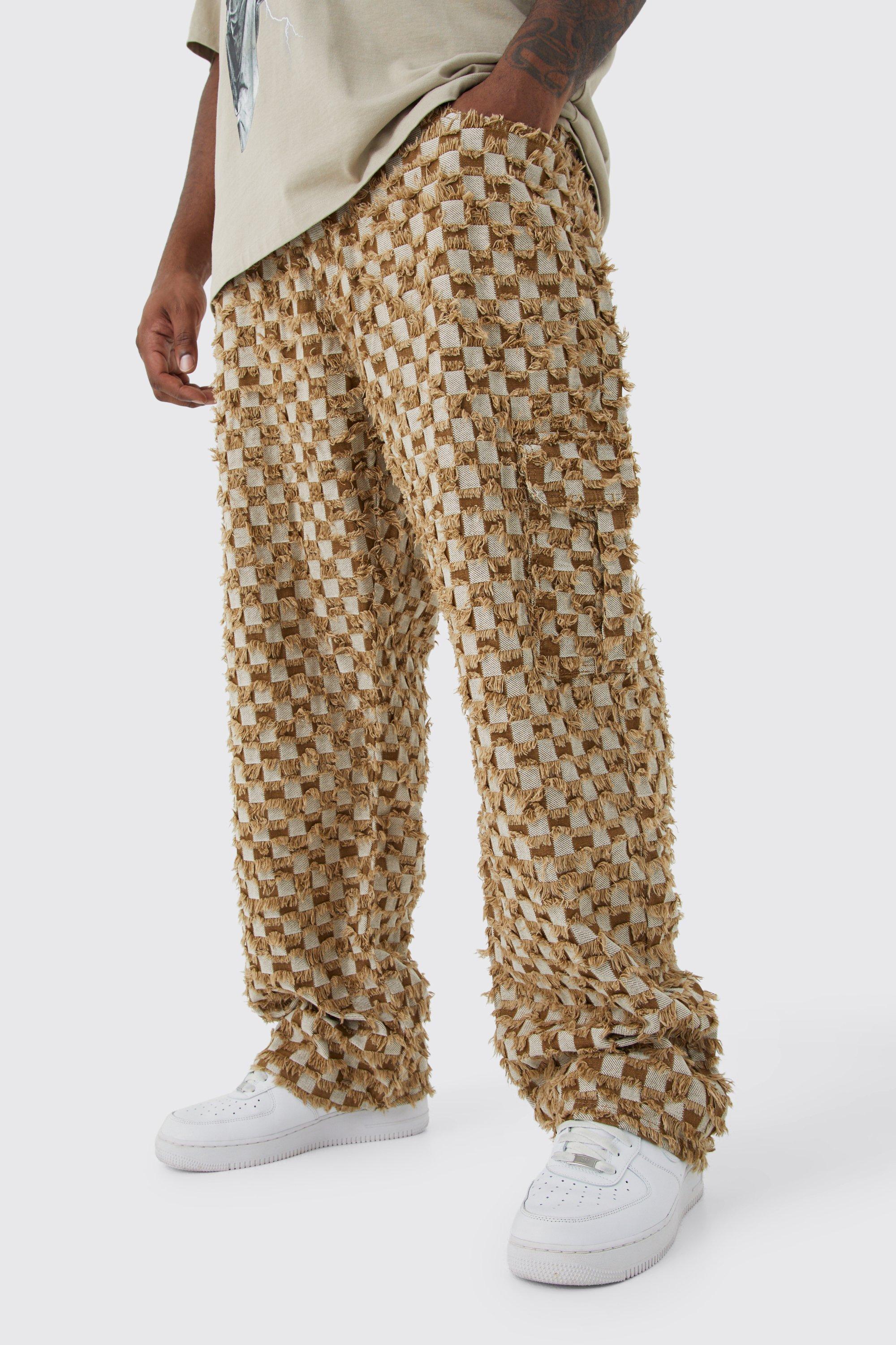 Plus Fixed Waist Relaxed Checked Tapestry Pants | boohooMAN USA Product Image