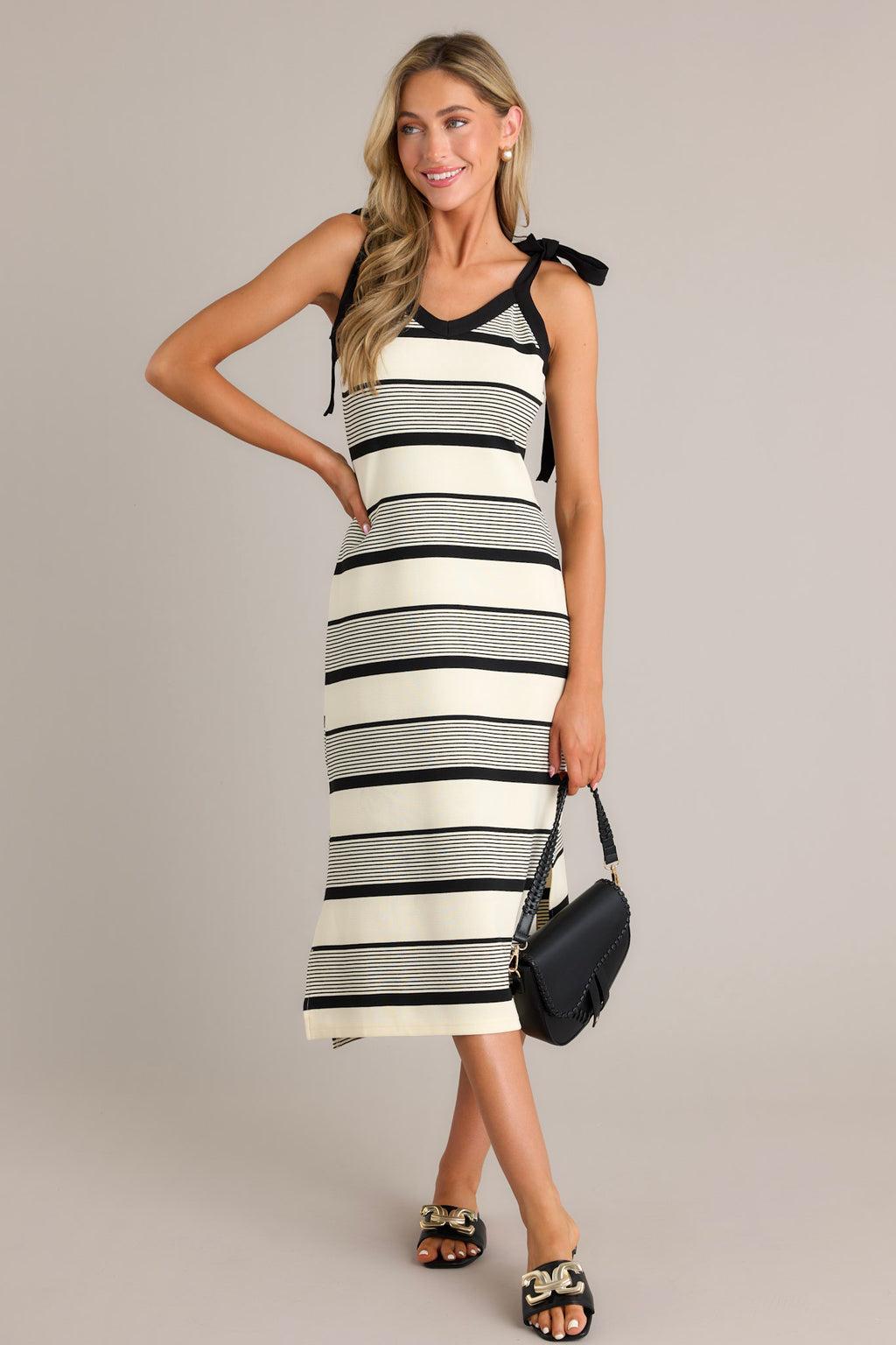 Shadow Light Black Stripe Midi Dress product image