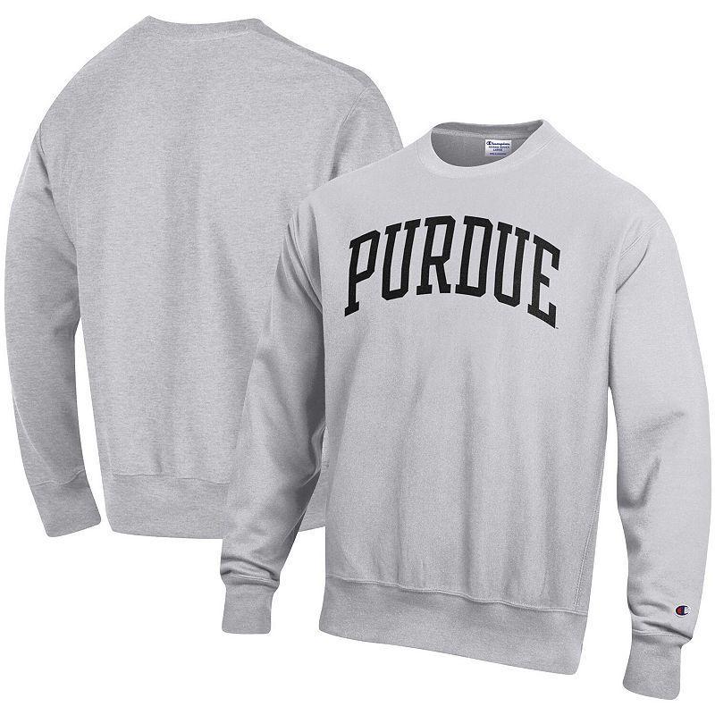 Mens Champion Heathered Gray Purdue Boilermakers Arch Reverse Weave Pullover Sweatshirt Product Image