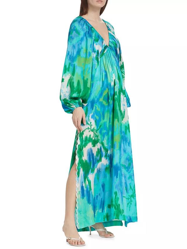 Tie-Dye Satin Caftan Product Image