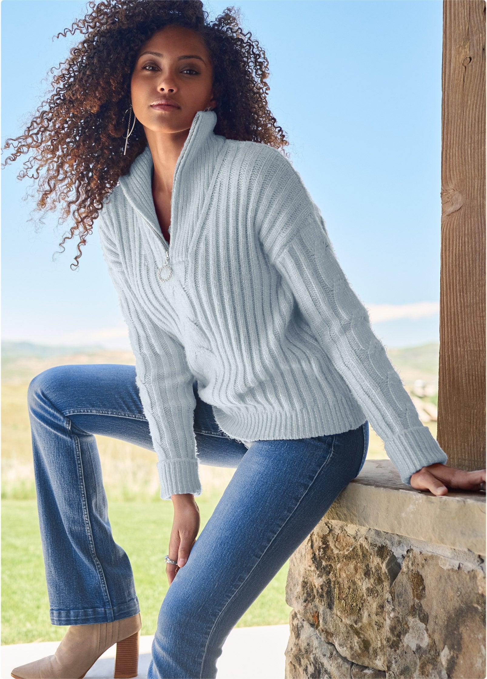 Quarter Zip Sweater - Heathered Blue product image