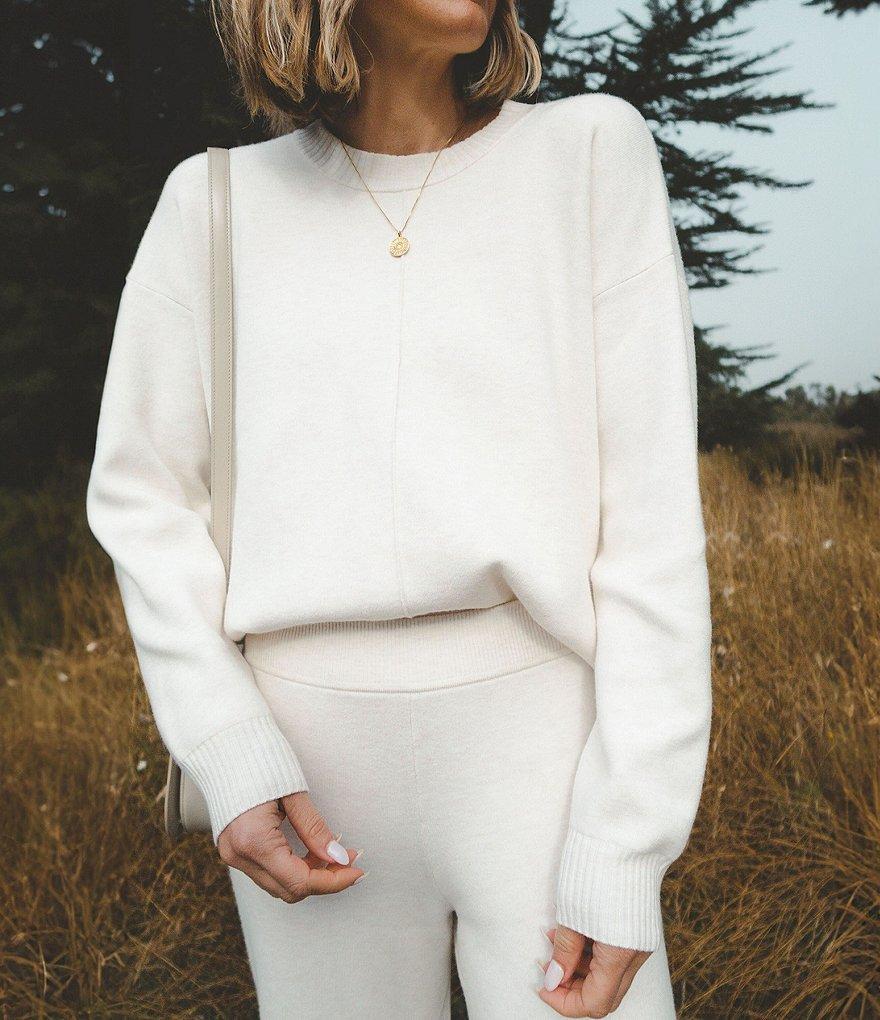 Splendid X Cella Jane Blog Knit Crew Neck Dropped Long Sleeve Front Seam Pullover Sweater Product Image