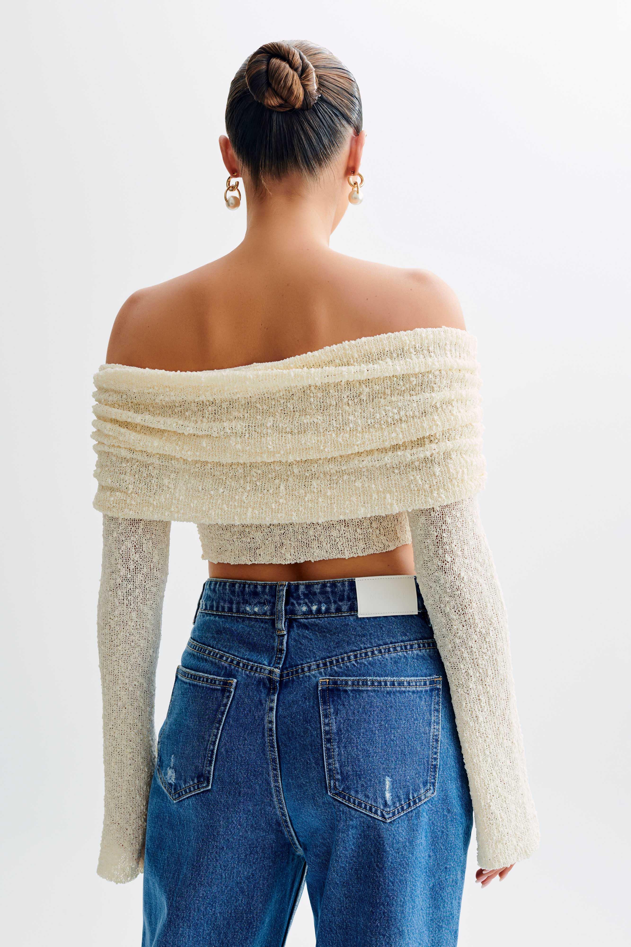 Marisol Off Shoulder Boucle Top - Ivory Product Image