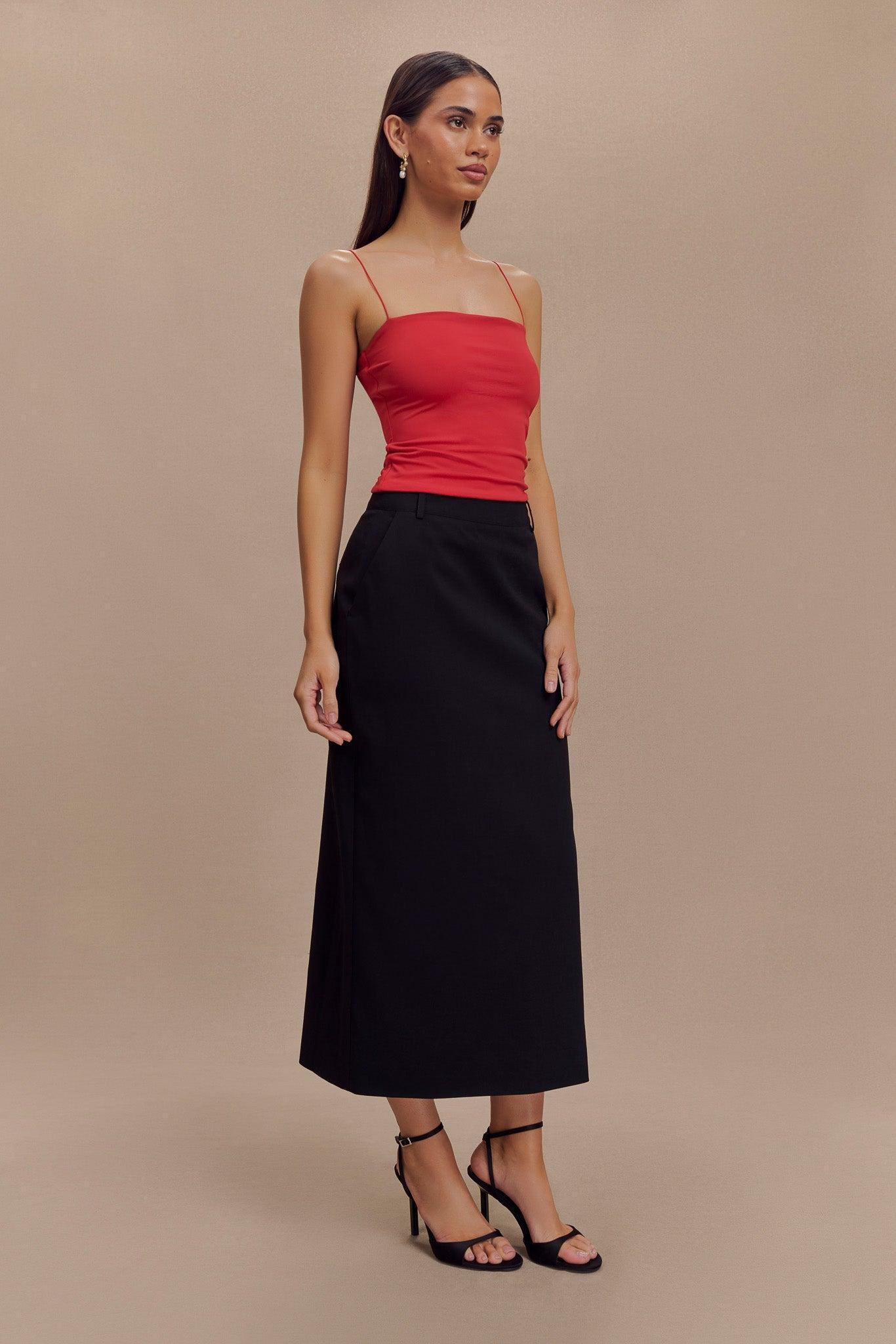 Ambrose Midi Skirt - Black Product Image