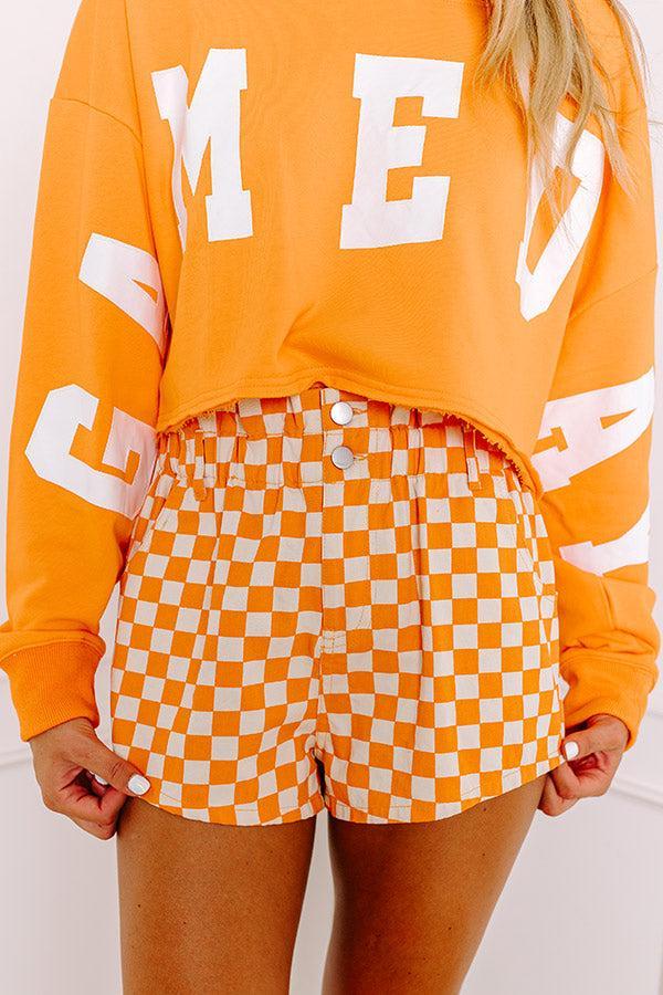 The Mellie High Waist Checkered Shorts in Orange Product Image