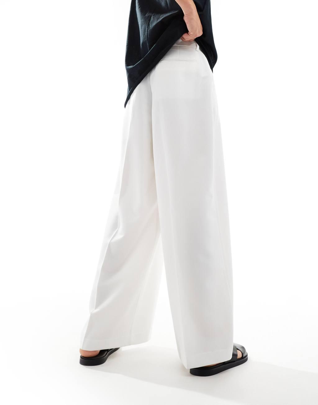 ASOS DESIGN smart extreme wide leg pants in white Product Image