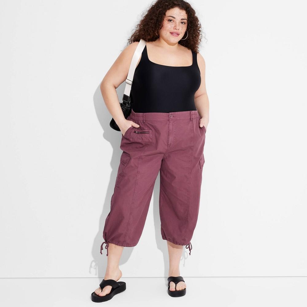 Womens Utility Cargo Capri Pants - Wild Fable Burgundy 4X Product Image