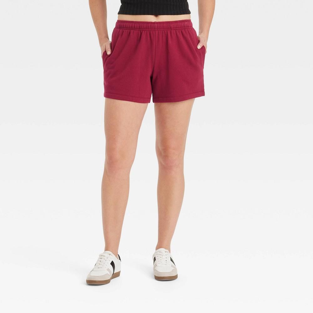 Womens Leisure Studio Mid-Thigh Fleece Shorts - Universal Thread Maroon XS Product Image