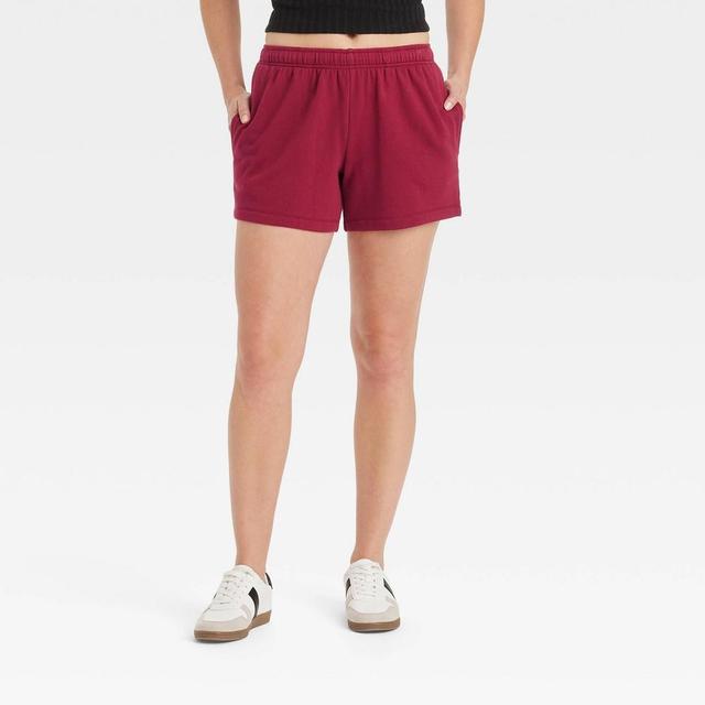 Womens Leisure Studio Mid-Thigh Fleece Shorts - Universal Thread Maroon L Product Image