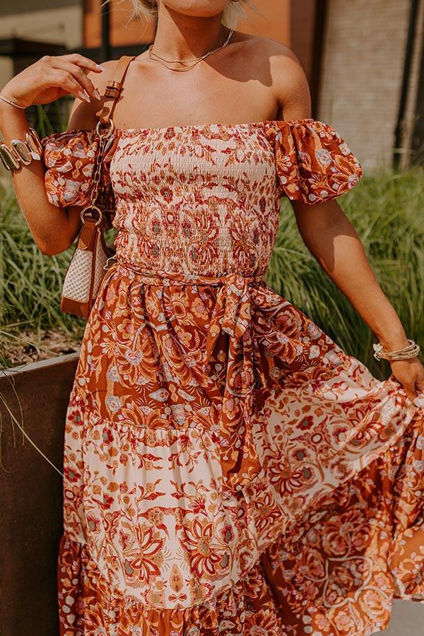 Chasing Sunsets Smocked Floral Midi Product Image