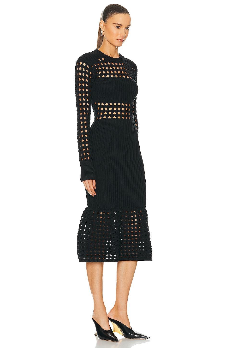 Alexander McQueen Mesh Midi Dress Black. (also in XS). Product Image