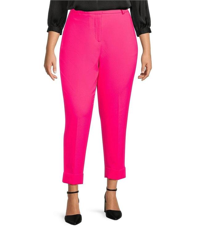 Vince Camuto Plus Size Straight Leg Front Pleat Cuffed Hem Soho Stretch Twill Tailored Pants Product Image