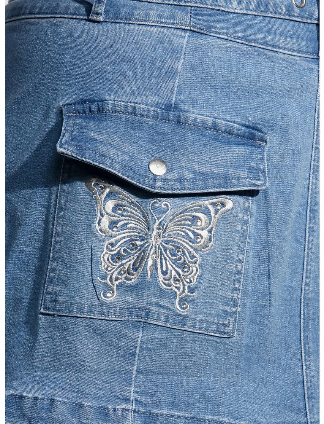 Sweet Society® Butterfly Rhinestone Denim Mini Skirt Plus Size Product Image