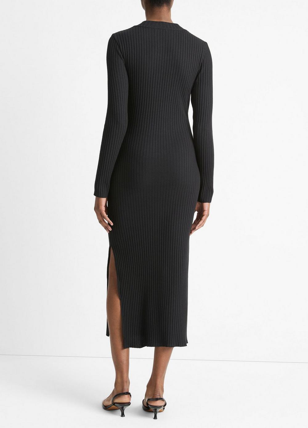 Ribbed Cotton-Blend High-Neck Dress Product Image