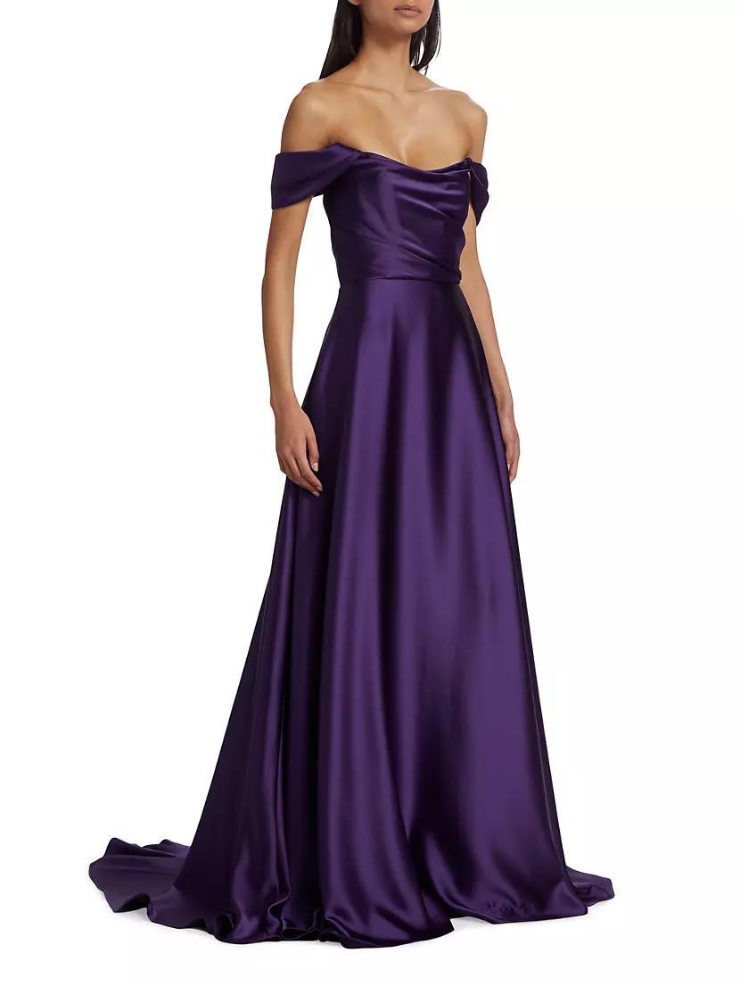 Satin Off-The-Shoulder Gown Product Image