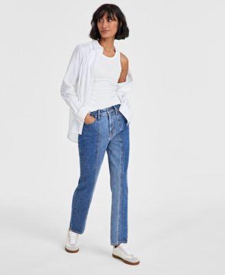 On 34th Womens Collared Shirt Ribbed Tank Two Tone Straight Leg Jeans Created For Macys Product Image