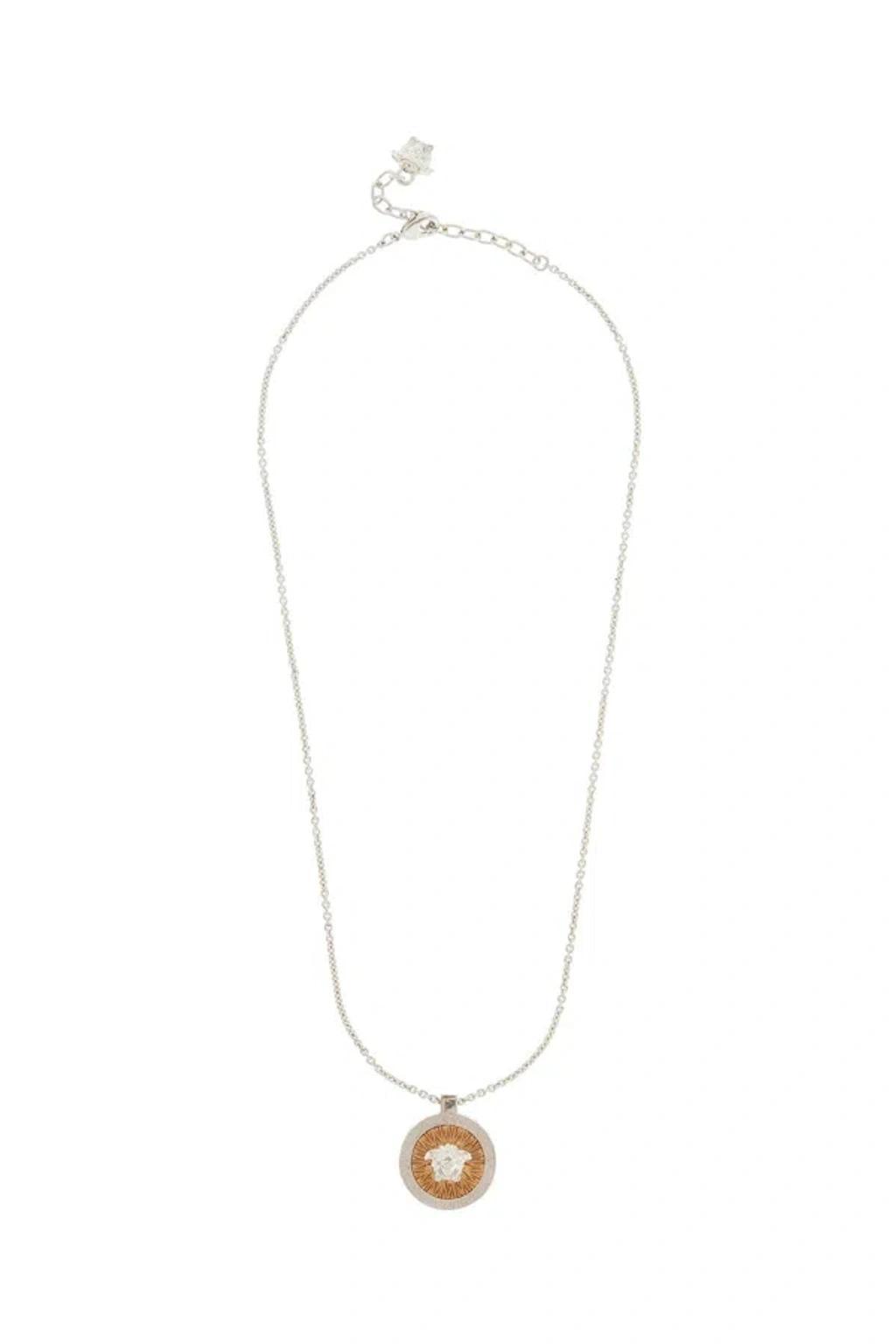 VERSACE Ic Crystal Necklace With Pendant And Chain In Silver Product Image