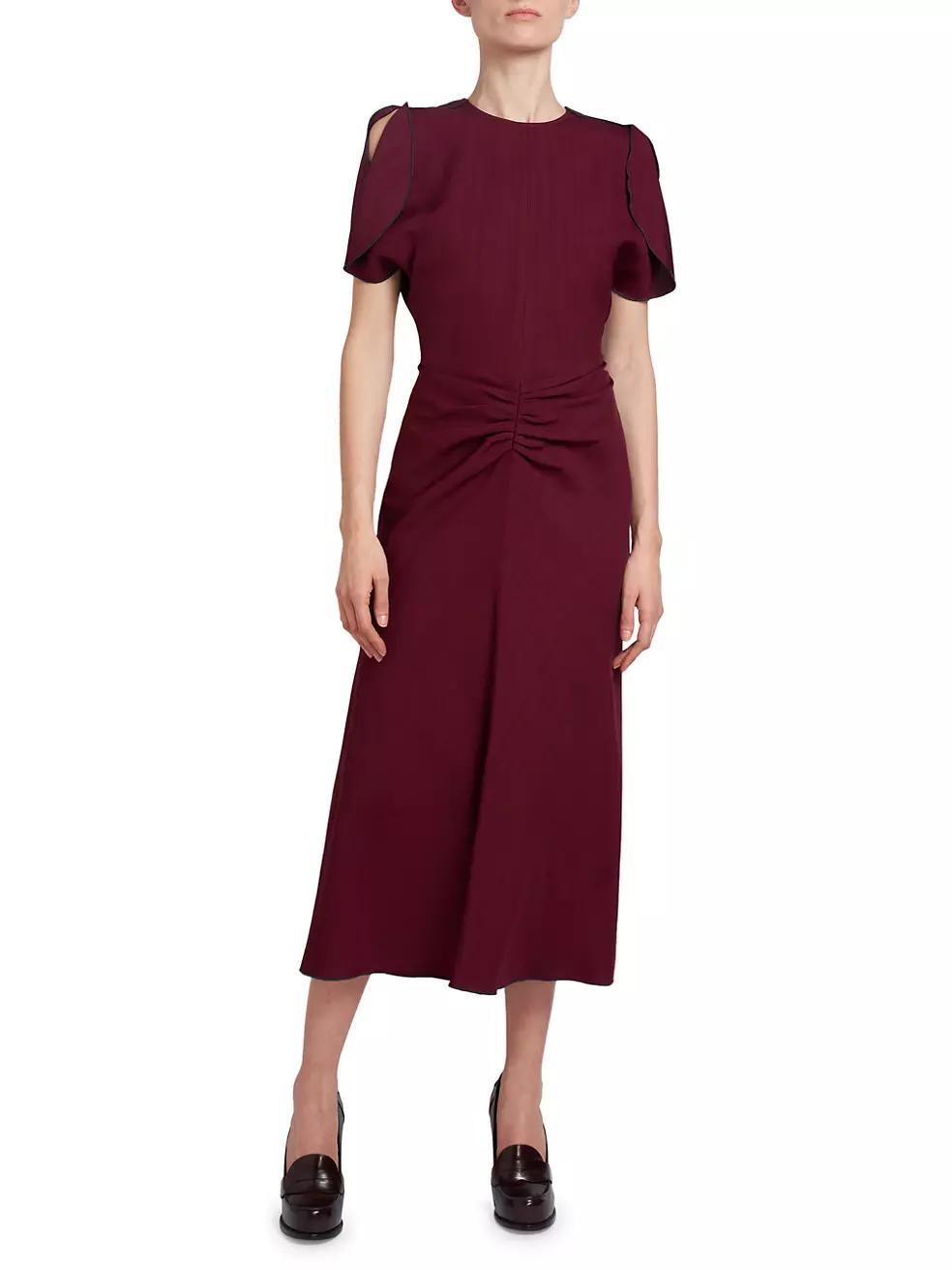 Gathered-Waist Midi-Dress Product Image