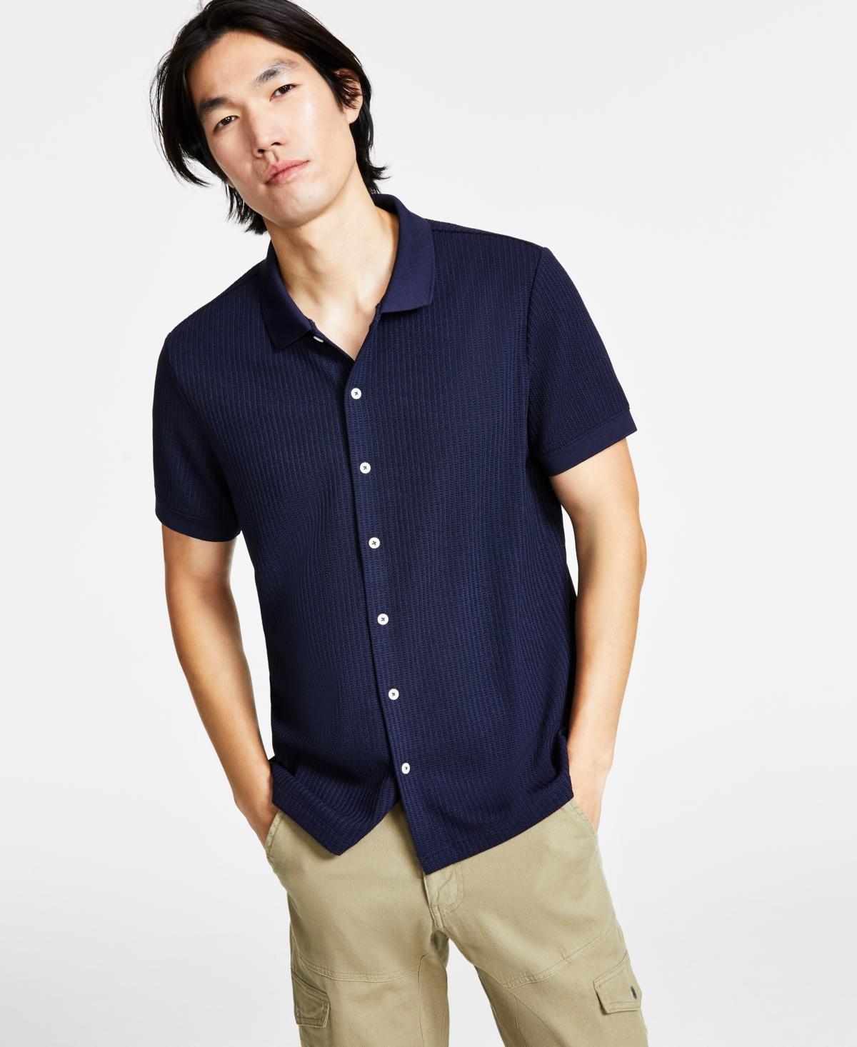 Guess Mens Pointelle Short Sleeve Knit Shirt Product Image