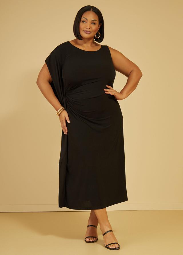 Plus Size Ruched One Shoulder Midaxi Dress Ashley Stewart Product Image