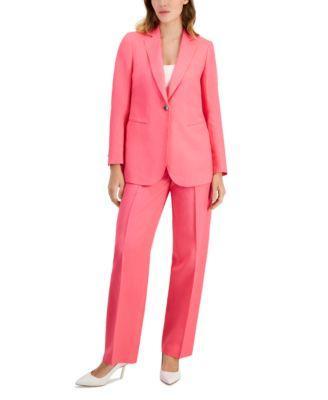 Anne Klein Womens One Button Notched Collar Jacket High Rise Wide Leg Pants Product Image