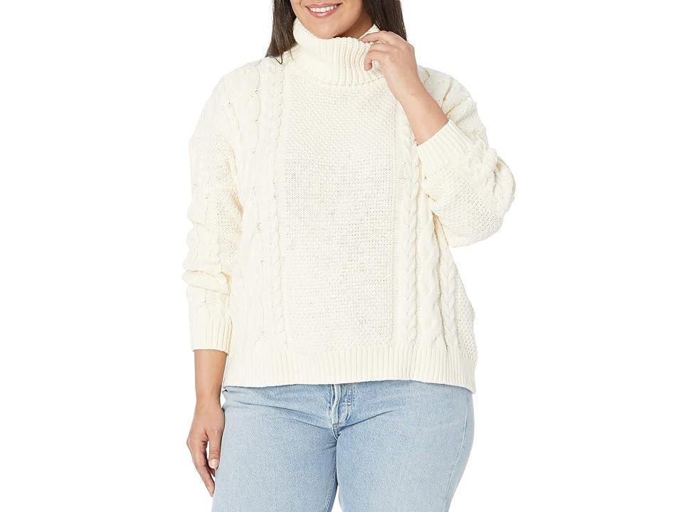 Madewell Plus Capri Cotton Cable Turtleneck (Antique Cream) Women's Sweater Product Image