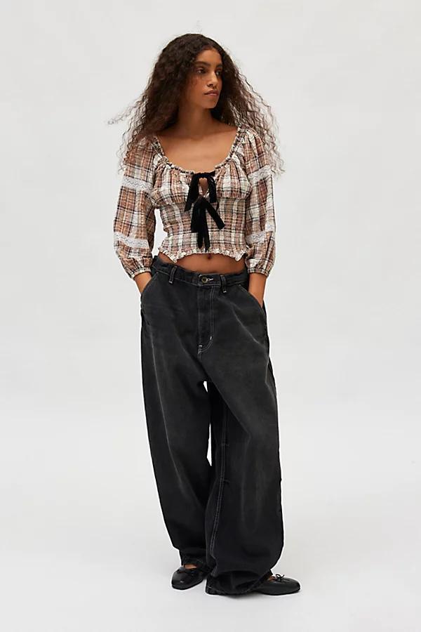 Kimchi Blue Marley Long Sleeve Check Blouse Womens at Urban Outfitters Product Image