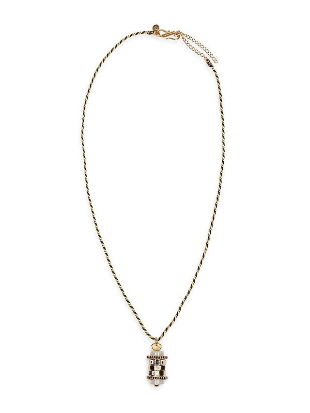 Womens Mot De Passe 18K Gold-Plated, Enamel, White Agate & Zircon Pendant Necklace Product Image