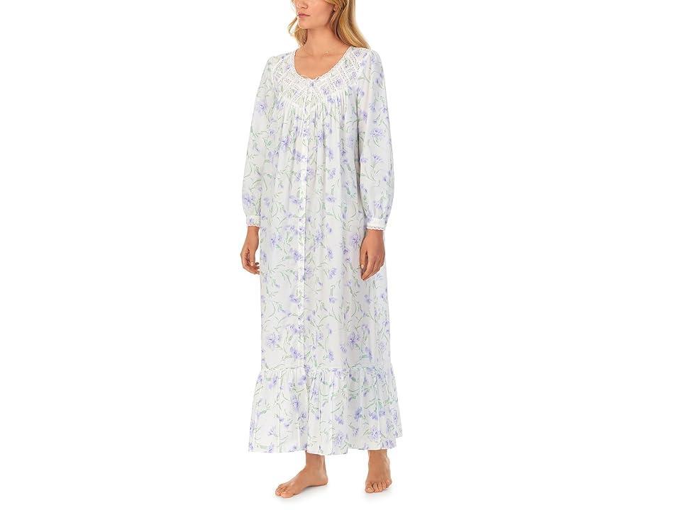 Eileen West Long Sleeve Button Front Robe (Lilac Floral) Women's Pajama Product Image