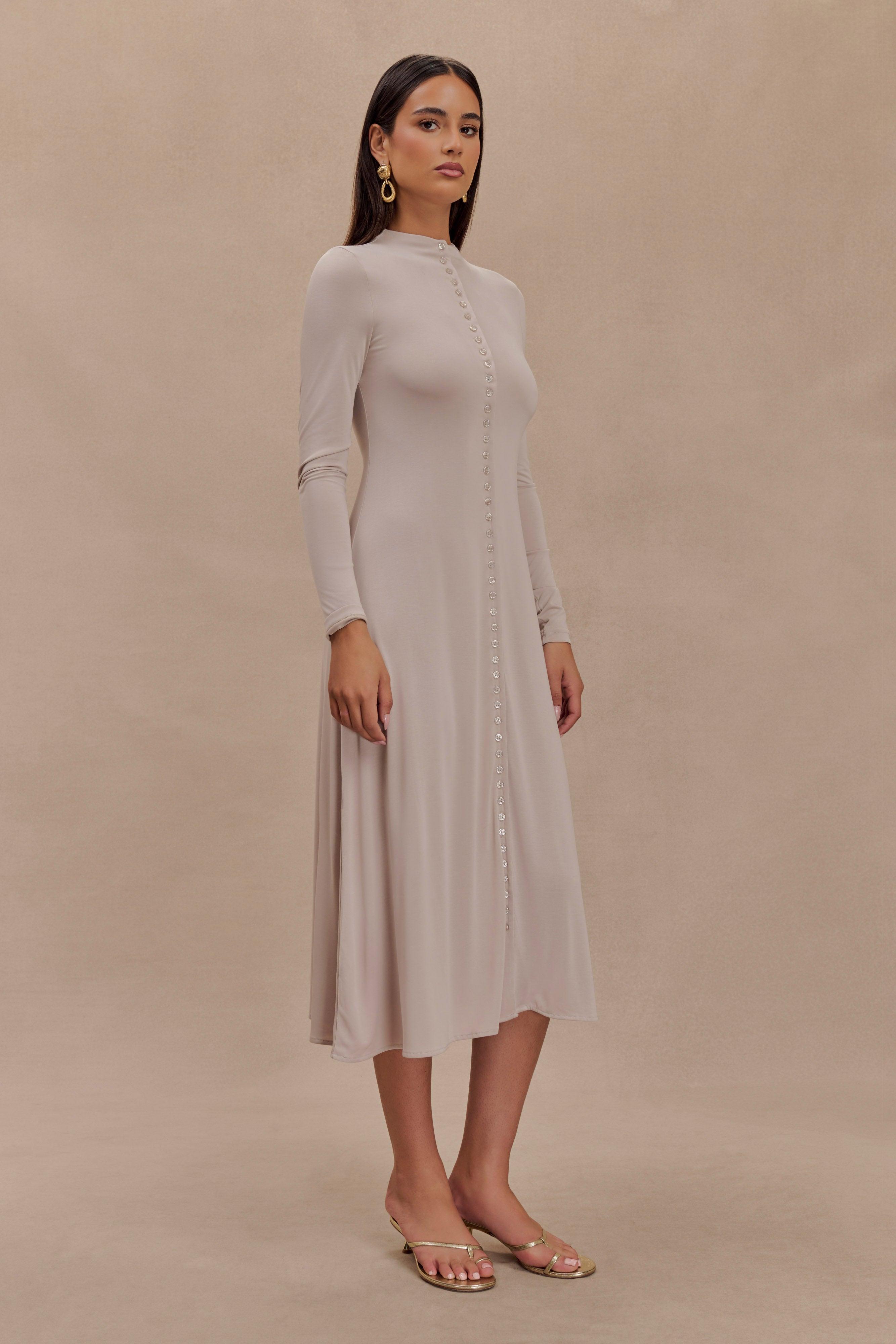 Anders Peached Jersey Midi Dress - Taupe Product Image