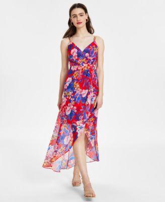 Siena Womens Floral Print Sleeveless High-Low Maxi Dress Product Image