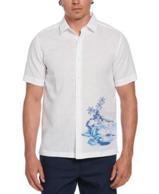 Cubavera Mens Relaxed-Fit Short Sleeve Button-Front Flamingo Print Shirt Product Image