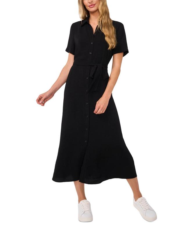 CeCe Womens Short-Sleeve Belted Midi Shirtdress Product Image