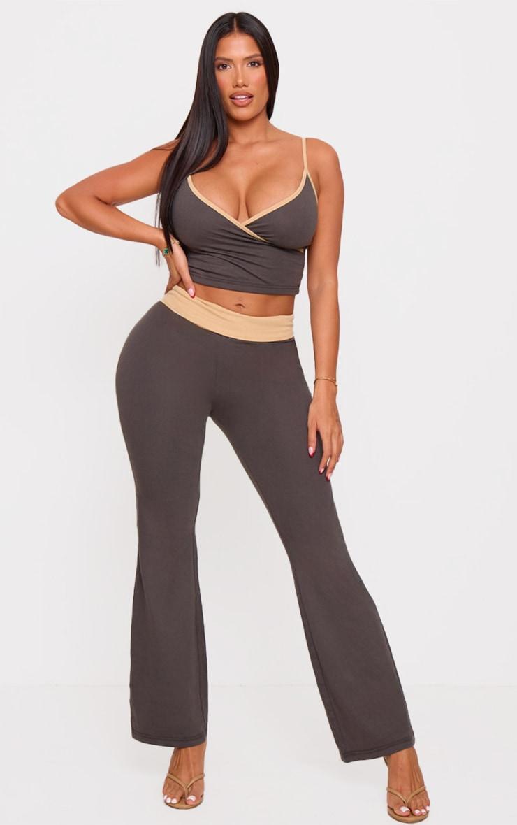 Shape Charcoal Fold Over Contrast Pants Product Image