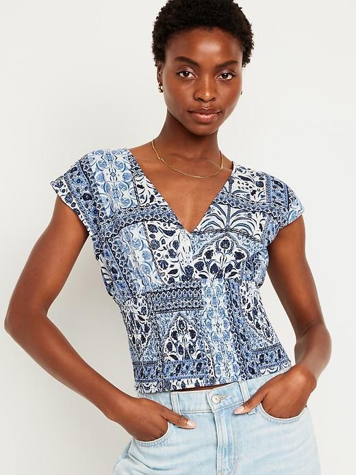 Waist-Defined Smocked Top Product Image