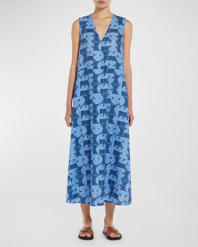 Womens Urlo Printed Linen Midi-Dress Product Image