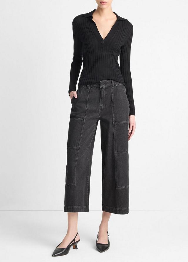 Cotton Mid-Rise Utility Wide Crop Pant Product Image