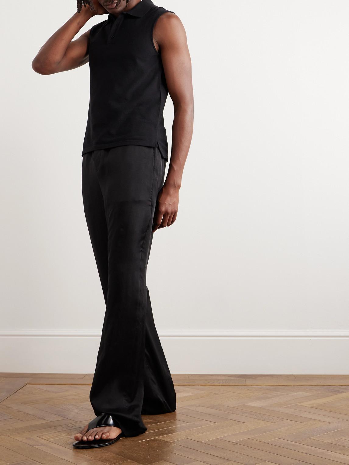 Cassandre-embroidered Sleeveless Polo Shirt In Black Product Image