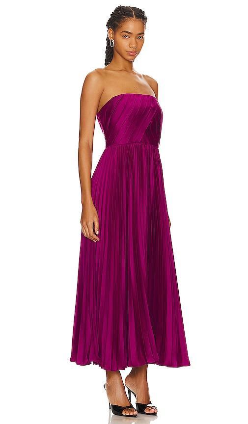 AMUR Conan Strapless Midi Dress in Purple. Product Image