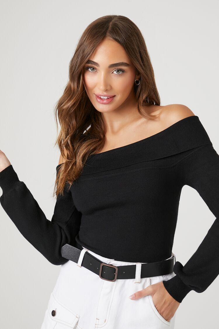 Fitted Off-the-Shoulder Sweater | Forever 21 Product Image