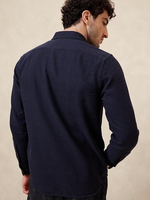 Slim Cotton-Linen Flannel Shirt Product Image