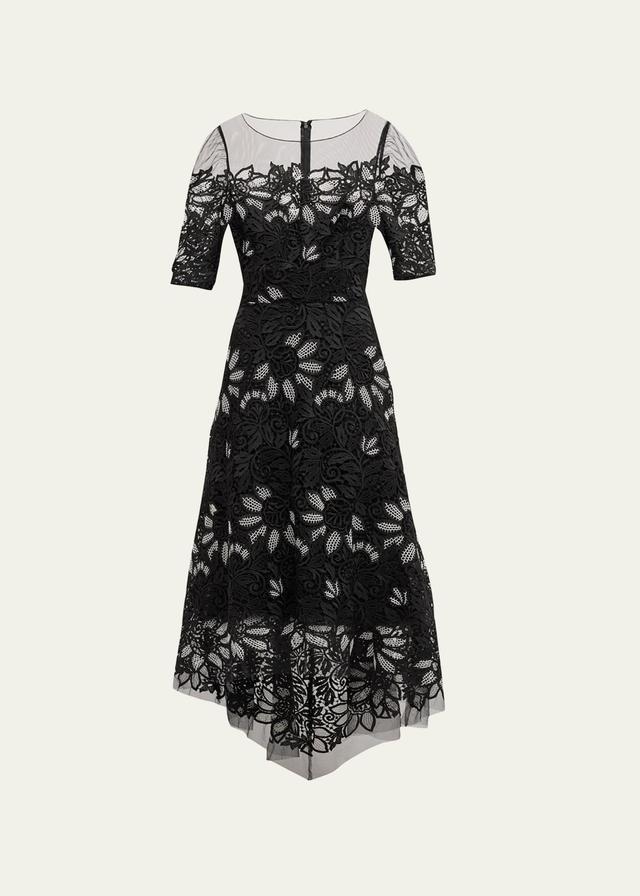 Womens Floral Guipure Lace Midi-Dress Product Image