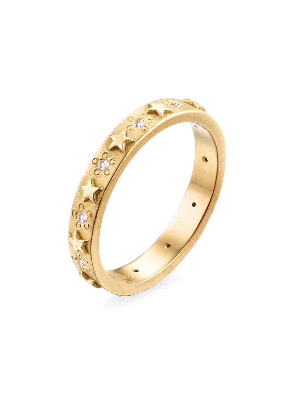 Womens Celestial 14K Yellow Gold & Diamond Star Band Product Image